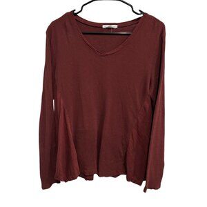Threads 4 Thought Rust Red Organic Cotton Modal Long Sleeve Ribbed Top Sz S